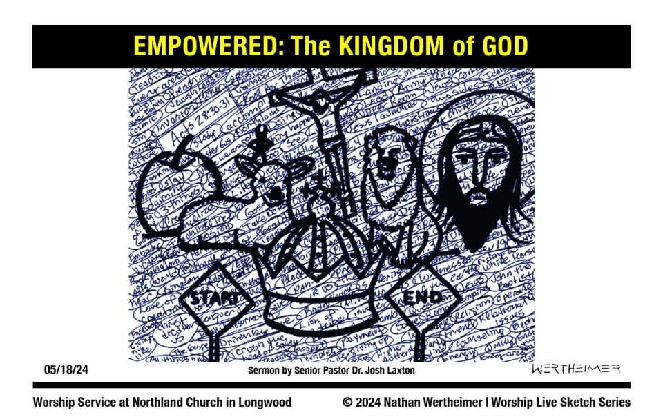 Please click here to see a past weekend's Worship Live Sketch Series entitled "EMPOWERED: The KINGDOM of GOD" sermon by Senior Pastor Dr. Josh Laxton at Northland Church in Longwood, Florida. Artwork by Nathan Wertheimer. #northlandchurch