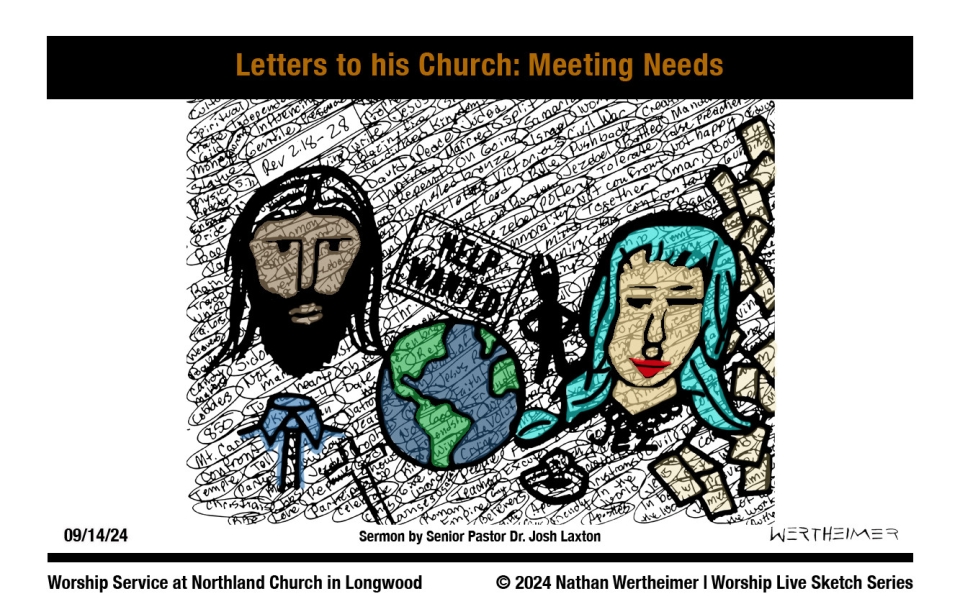 Please click here to see a past weekend's Worship Live Sketch Series entitled "Letters to his Church: Meeting Needs" sermon by Senior Pastor Dr. Josh Laxton at Northland Church in Longwood, Florida. Artwork by Nathan Wertheimer. #northlandchurch